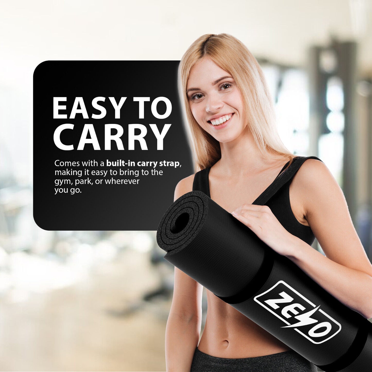 YOGA MAT 10MM THICK EXERCISE MAT GYM WORKOUT FITNESS PILATES HOME NON SLIP NBR