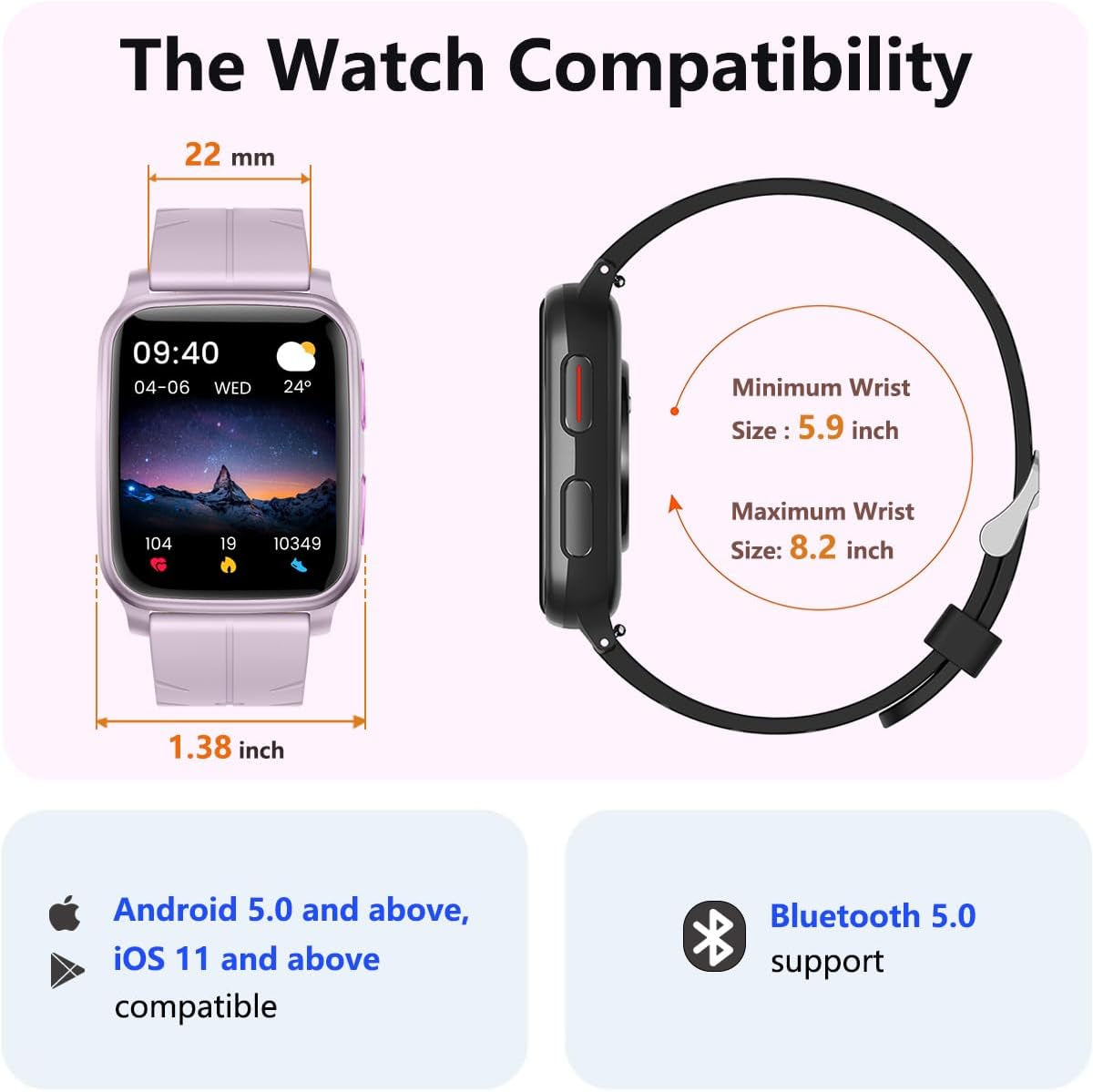 Fitness Tracker, Smart Watch with Blood Pressure, Heart Rate and Blood Oxygen, Sleep Monitor with Calorie Counter, IP68 Waterproof for Women