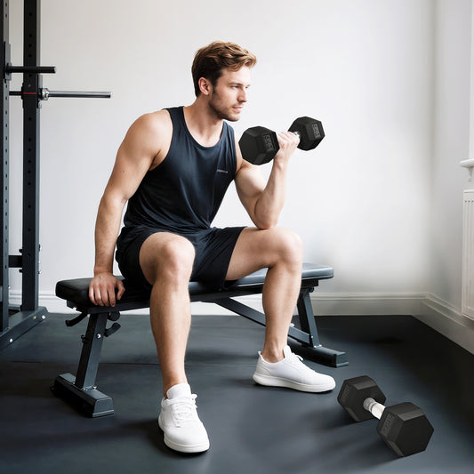 Rubber Dumbbell Sports Hex Weights Sets Home Gym Fitness Workout Exercise