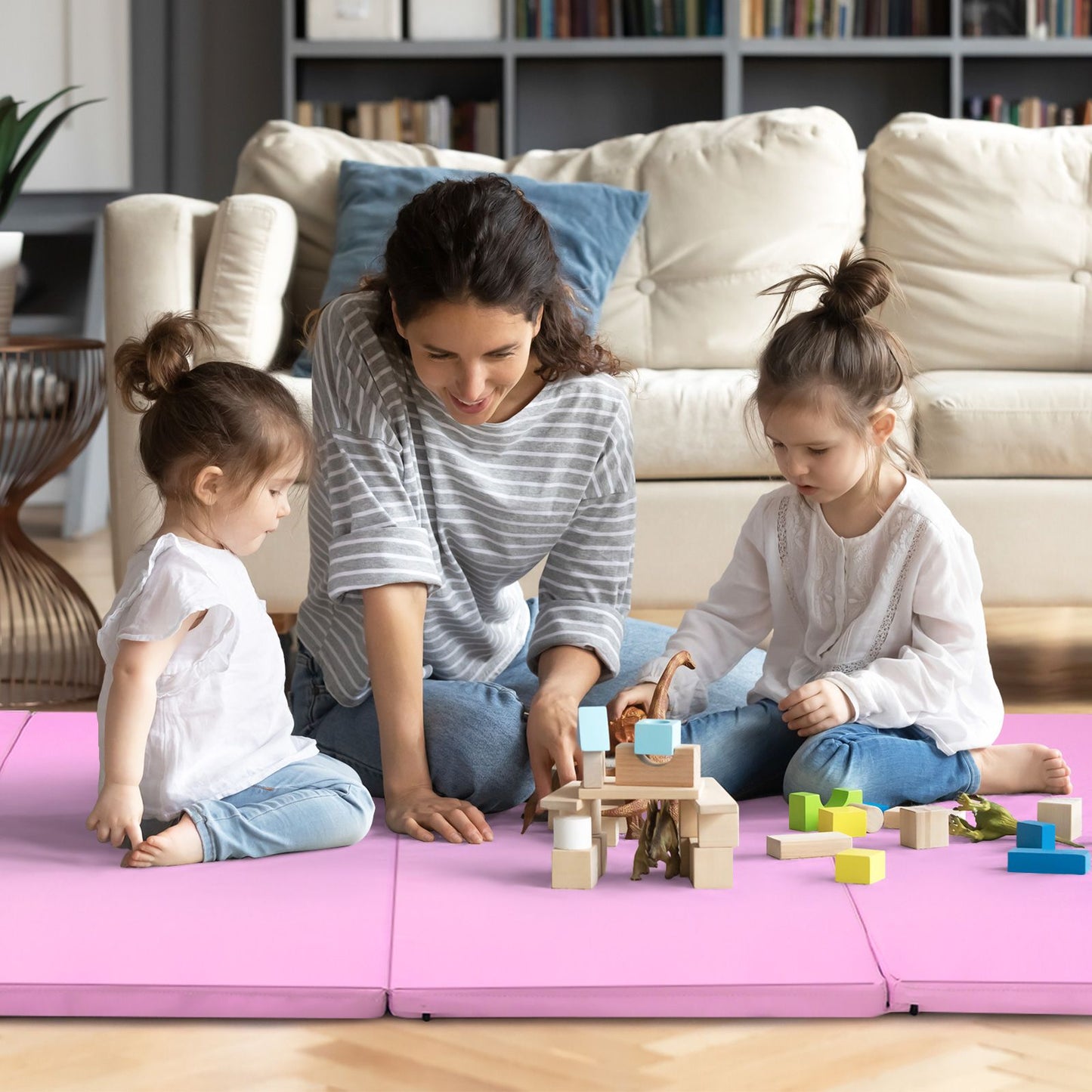 Folding Gymnastics Mat with Carry Handles Hook and Loop Fasteners