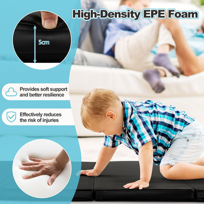 Folding Gymnastics Mat with Carry Handles Hook and Loop Fasteners