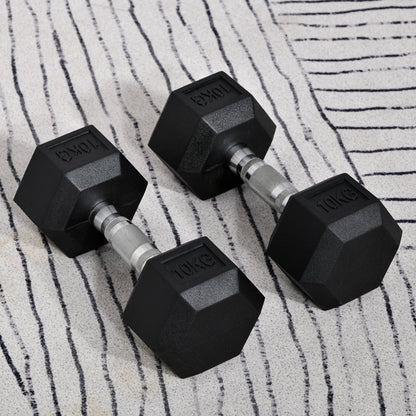 Rubber Dumbbell Sports Hex Weights Sets Home Gym Fitness Workout Exercise