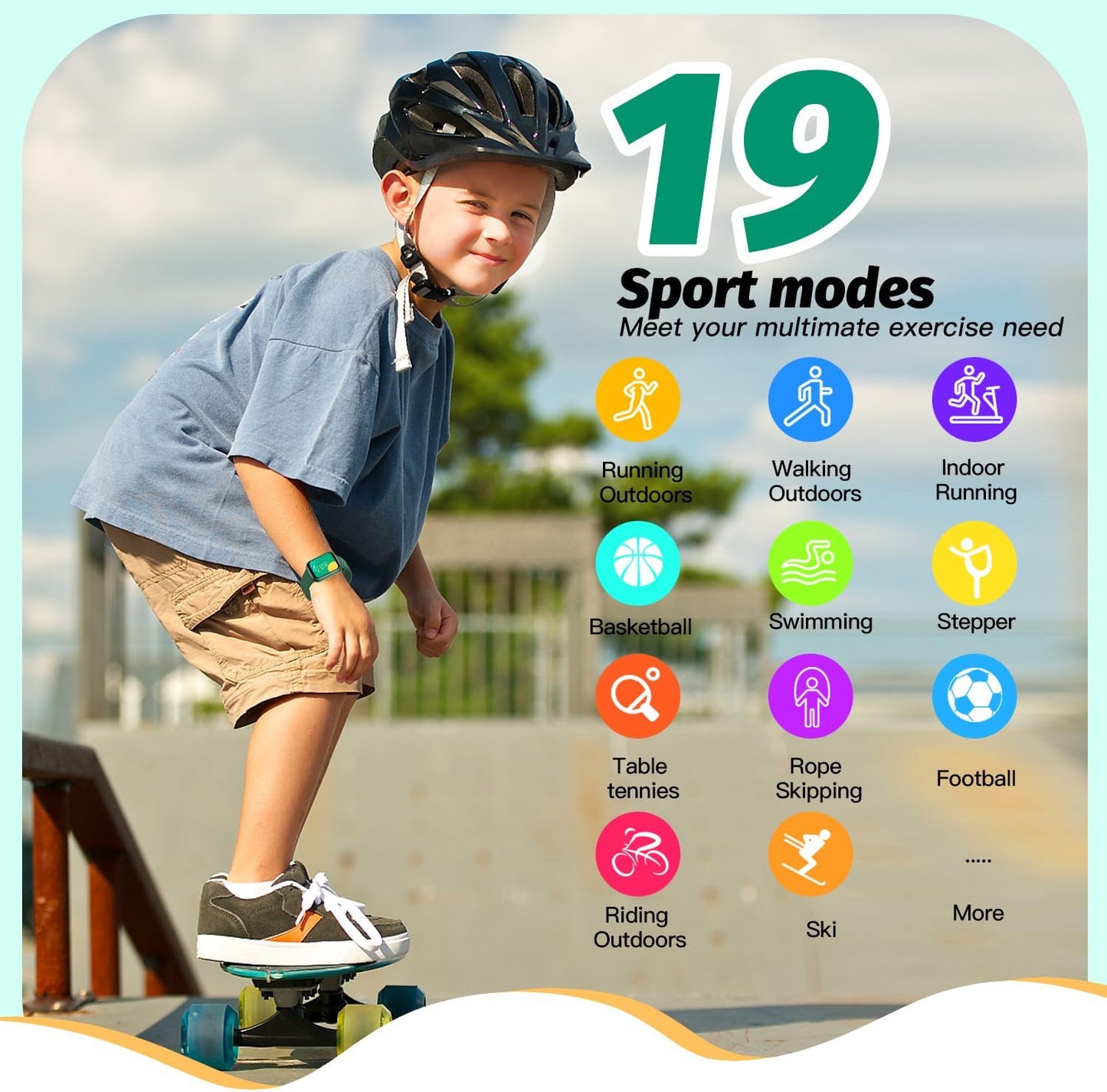 Kids Smart Watch for Boys,Ip68 Waterproof Kids Fitness Tracker Watch with 1.5 Inch DIY Face,Heart Rate Sleep Monitor,19 Sport Modes,Calories Counter,Alarm Clock,Great Gifts for Children 6+ (Green)
