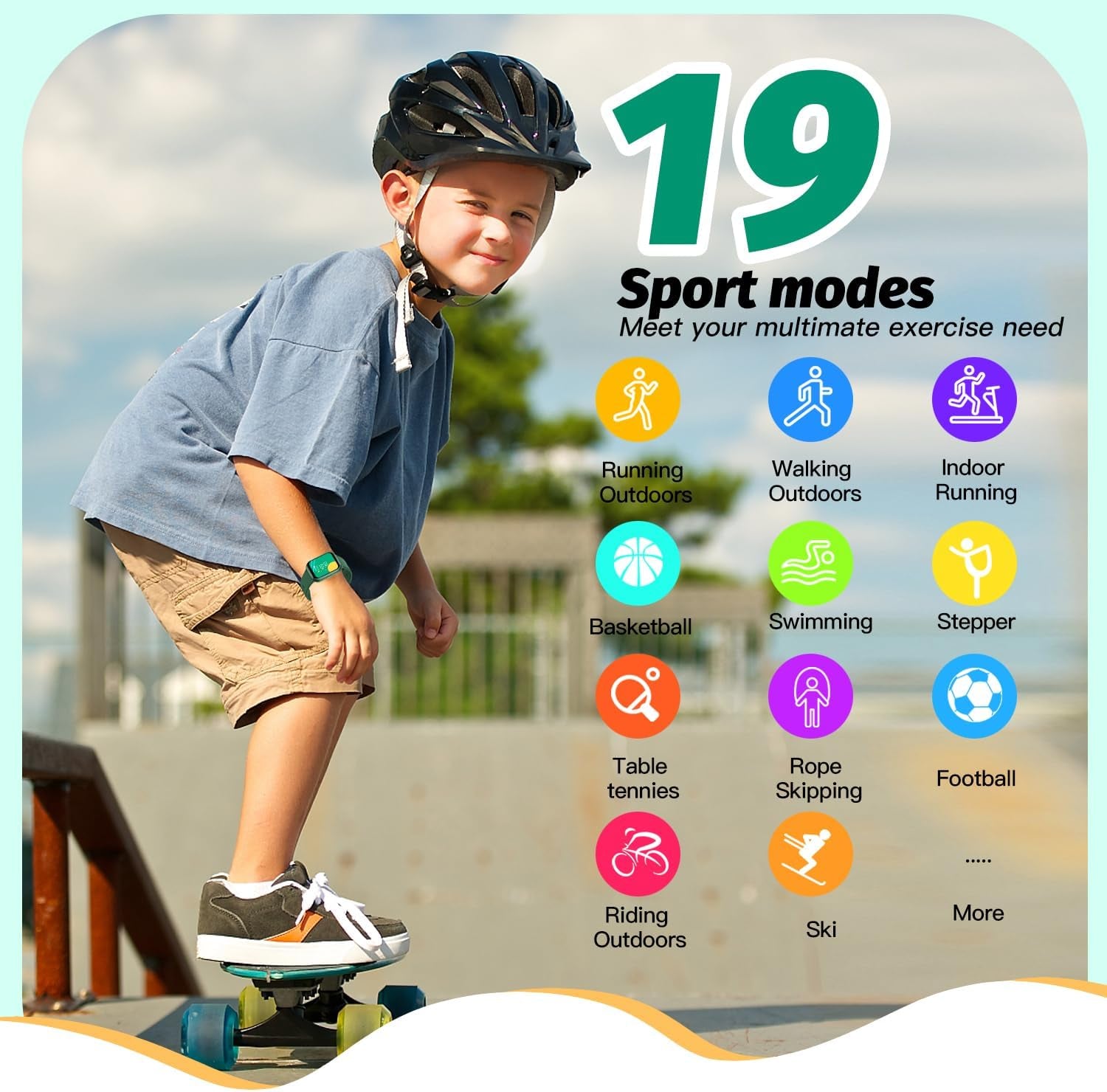 Kids Smart Watch for Boys,Ip68 Waterproof Kids Fitness Tracker Watch with 1.5 Inch DIY Face,Heart Rate Sleep Monitor,19 Sport Modes,Calories Counter,Alarm Clock,Great Gifts for Children 6+ (Green)