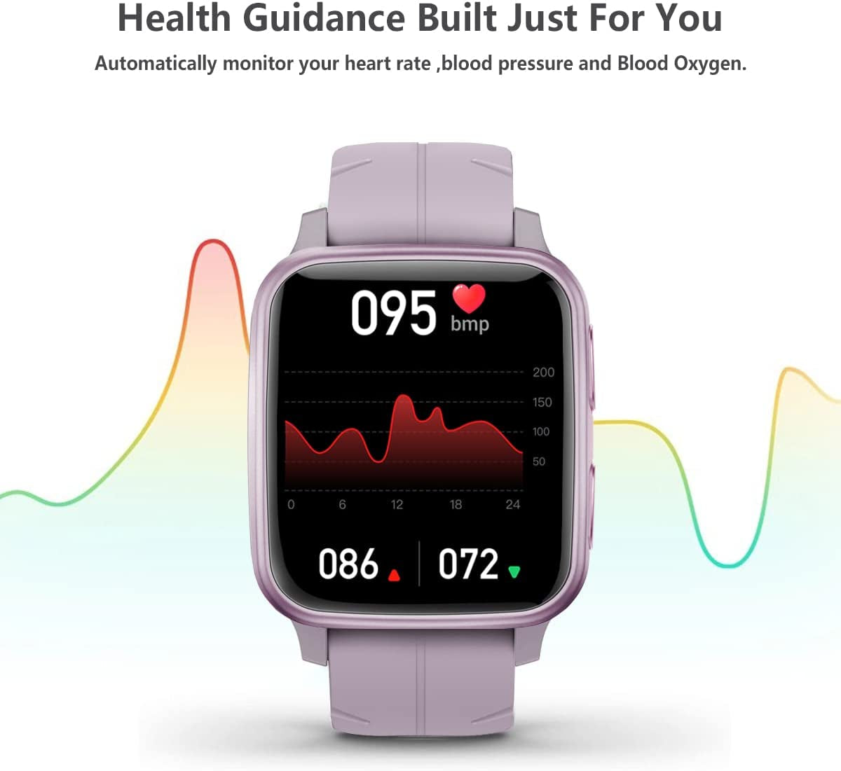 Fitness Tracker, Smart Watch with Blood Pressure, Heart Rate and Blood Oxygen, Sleep Monitor with Calorie Counter, IP68 Waterproof for Women